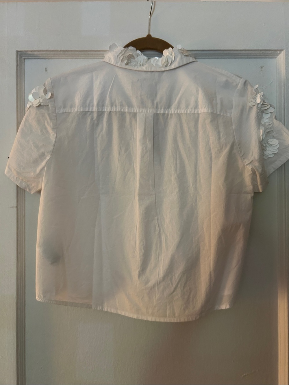 J. Crew White Sequin Floral Button-Up Shirt - Picture 4 of 4